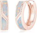 wholesale 925 Sterling Silver Plated Rose Gold Opal Viking Celtic Cross Huggie Earrings 15mm for Women Men Gifts-0-0