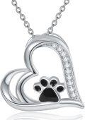 wholesale 925 Sterling Silver Paw Print in Heart Infinity Pendant Necklace s for Women-0-0
