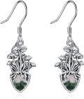 wholesale 925 Sterling Silver Moss Agate Amethyst Moonstone Mushroom Drop Earrings-0-0