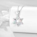 wholesale 925 Sterling Silver Rainbow Opal Star of David Pendant Necklace for Women and Girls-0-1
