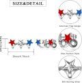 wholesale 925 Sterling Silver Star Stud Earrings - Red White Blue Patriotic  Set-0-1