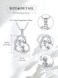 wholesale 925 Sterling Silver Cutout Love Heart with 3 Monkeys Pendant Necklaces for Women Girls-0-5
