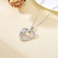wholesale 925 Sterling Silver Metal Heart-Shaped Dragon Pendant Necklace with Cubic Zirconia Stones - For Men & Women-0-2