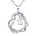 TOUPOP Sterling Silver Stone Heart Pendant Necklace Gifts For Her-0-0