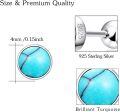 wholesale 925 Sterling Silver Natural Turquoise 6mm Round Screwback Stud Earrings for Women-0-1