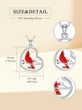 wholesale 925 Sterling Silver Red Cardinal Bird in Heart Pendant Necklace-0-1