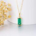 wholesale 14K Gold Emerald Pendant with Diamond Accent Chain - 32cm Length (Including Extender)-0-3