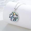 wholesale 925 Sterling Silver Abalone Shell Palm Tree & Waves Pendant Necklace Beach s for Women-0-1