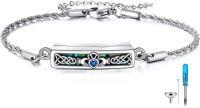 wholesale 925 Sterling Silver Celtic Knot Claddagh Urn Keepsake Memorial Bracelet with Blue Crystal and Abalone Inlay for Ashes-Claddagh