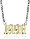 wholesale  Sterling Silver Birth Year Number Pendant Necklace 1988 2000 w 22 +2 Rolo Chain Jewelry Gift -0-6
