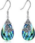 wholesale 925 Sterling Silver Teardrop Abalone Butterfly Tree of Life Dangle Earrings for Women-0-0
