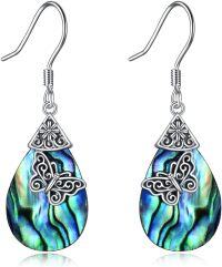 wholesale 925 Sterling Silver Teardrop Abalone Butterfly Tree of Life Dangle Earrings for Women-Butterfly Earrings