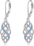 wholesale 925 Sterling Silver Black and White Opal Celtic Knot Drop Earrings with Leverbacks for Women-0-12