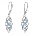 wholesale 925 Sterling Silver Black and White Opal Celtic Knot Drop Earrings Wholesale with Leverbacks for Women-0-12