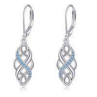 wholesale 925 Sterling Silver Celtic Knot Earrings Wholesale With Blue Stones-Blue-Celtic Knot Earrings