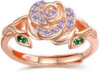 wholesale Sterling Silver Rose Gold Birthstone Adjustable Ring for Women-06 June - Alexandrite