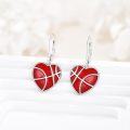 wholesale 925 Sterling Silver Red Enamel Basketball Heart Dangle Earrings Sports Gifts for Her-0-2