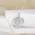 wholesale 925 Sterling Silver Celtic Knot Heart Pendant Necklace with Cubic Zirconia Stones-0-2