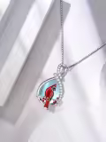 TOUPOP Sterling Silver Moonstone Cardinal Pendant Necklace-0-2