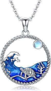 wholesale 925 Sterling Silver Sea Wave Turtle Pendant Necklaces for Women Ocean s for Her-Sea Turtle-2