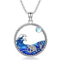 wholesale 925 Sterling Silver Sea Wave Turtle Pendant Necklaces for Women Ocean s for Her-Sea Turtle-2