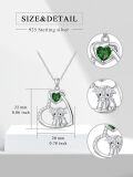 wholesale 925 Sterling Silver Green Crystal Scottish Highland Cow Heart Necklace for Women Gifts USA-0-1