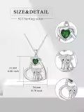 wholesale 925 Sterling Silver Green Crystal Scottish Highland Cow Heart Necklace Wholesale for Women Gifts USA-0-1