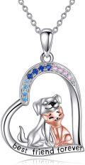 wholesale 925 Sterling Silver Cat and Dog Heart Pendant Necklace for Women Cute Animal Best Friend Forever -0-0