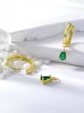 wholesale 925 Sterling Silver Cubic Zirconia Huggie Hoop Earrings Wholesale with Dangle Charms for Sensitive Ears-0-2