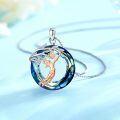 wholesale 925 Sterling Silver Blue Crystal Sports Volleyball Girl Pendant Necklace-0-1