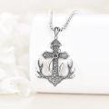 wholesale 925 Sterling Silver Deer Antlers Anchor Cross Pendant Necklaces for Men Dad Father Grandfather s 36 Chain-0-3