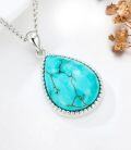 wholesale Sterling Silver Turquoise Teardrop Pendant December Birthstone Jewelry for Her-0-3