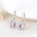 wholesale  Sterling Silver Cancer Awareness Ribbon Moon Dangle Leverback Earrings for Women Survivor Jewelry -0-3