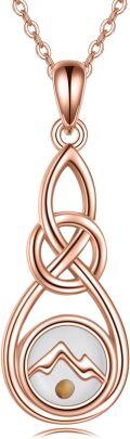 wholesale Rose Gold 925 Sterling Silver Mountain & Mustard Seed Celtic Knot Necklace - Faith Jewelry-0-0