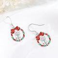 wholesale 925 Sterling Silver Metal Christmas Wreath Bow Reindeer Drop Earrings for Women-0-2