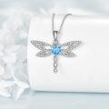 wholesale 925 Sterling Silver Dragonfly Heart-Shaped Blue Crystal Pendant Necklace s for Women-0-3