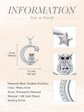 wholesale 925 Sterling Silver & 14K Gold Plated Moon Star Owl Pendant Necklace with CZ Stones - 36cm Chain Length-0-1