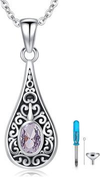 wholesale Sterling Silver Teardrop Urn Necklace for Ashes Men Women-04-06-Teardrop-June-04-06-Teardrop-June-04-06-Teardrop-June+Text-04-06-Teardrop-June+Text