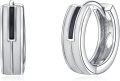 wholesale 925 Sterling Silver Black Stripe Huggie Hoop Earrings-0-0