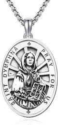 wholesale 925 Sterling Silver St Dympna Catholic Patron Saint Medal Necklace Pendant Amulet -0-0