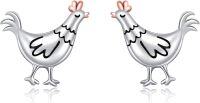 wholesale 925 Sterling Silver Chicken Stud Earrings for Women - Cute Farm Animal-cute chicken
