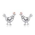 wholesale 925 Sterling Silver Chicken Stud Earrings for Women - Cute Farm Animal-0-0