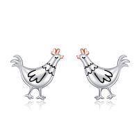 wholesale 925 Sterling Silver Chicken Stud Earrings for Women - Cute Farm Animal-cute chicken