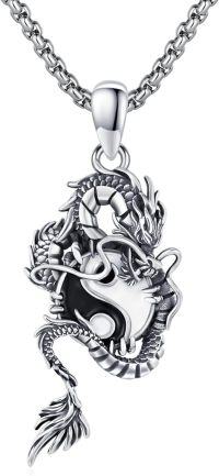 wholesale 925 Sterling Silver Dragon Ying Yang Necklace Pendant for Men Women Gifts-G-Dragon