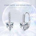 wholesale 925 Sterling Silver CZ Heart Square Dangle Leverback Earrings-0-5