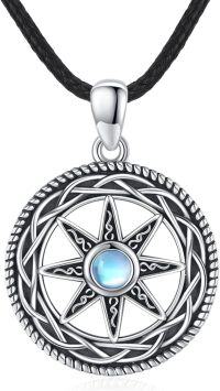 wholesale 925 Sterling Silver Moonstone Celtic Compass Star Pendant Necklaces for Women and Men-Moonstone Star Necklace