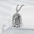 wholesale 925 Sterling Silver Saint Muerte Medal Pendant Necklace for Men Women-0-2