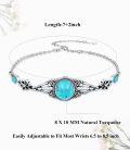 wholesale 925 Sterling Silver Blue Turquoise & Black Onyx Flower Adjustable Bohemian Bracelet for Women (S M L)-0-4