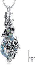 wholesale 925 Sterling Silver Crystal Butterfly Cremation Pendant Necklace for Ashes Memory Keepsake Jewelry-0-1