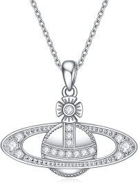 wholesale TOUPOP Sterling Silver Saturn Necklace Opal Moonstone Planet Saturn Jewelry Gifts For Women Teens Birthday -undefined